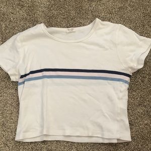 White Striped Crop Top